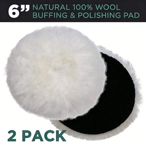 Gracefur 2 Pcs 6 Inch Lambs Wool Polishing Buffing Pads with Hook and Loop Back – 6" Soft Sheepskin Buffer Pads for Cars, Boats & RVs - size: 6"