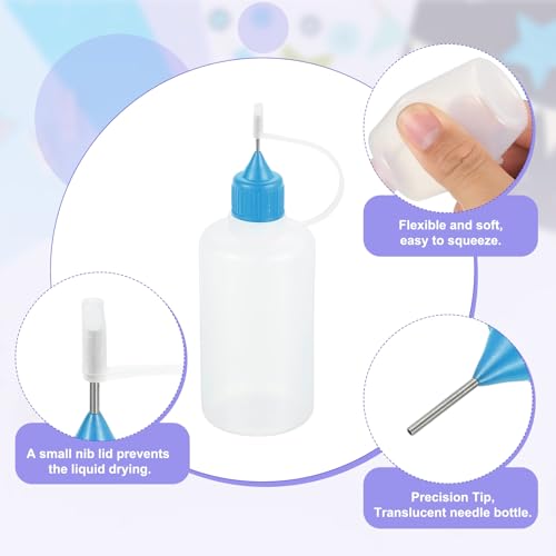 MECCANIXITY 5Pcs Needle Tip Squeeze Bottle, 50ml/1.69oz Glue Tip Applicator Bottles Plastic Liquid Glue Bottle for Paper Crafts, Painting, Oil, Ink(Blue, with 5 Funnel) - color: Blue, size: 50ml/1.69oz