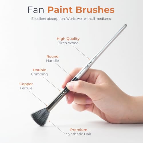 Nicpro 10 PCS Fan Paint Brush Set, Paint Brushes for Acrylic Painting - size: 10PCS - Fan