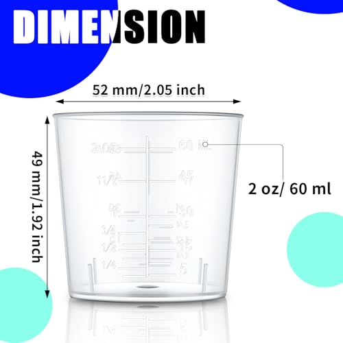 Konohan 300 Pack 2oz/ 60 ml Plastic Measuring Cups Clear Graduated Resin - size: 2oz/ 60 ml