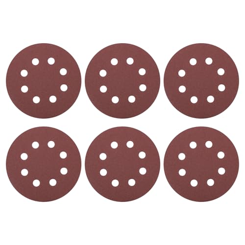 HARFINGTON 25 Pcs 5 Inch Sanding Discs 120 Grit Red Aluminum Oxide 8 Hole - size: 5 Inch(120 Grit)