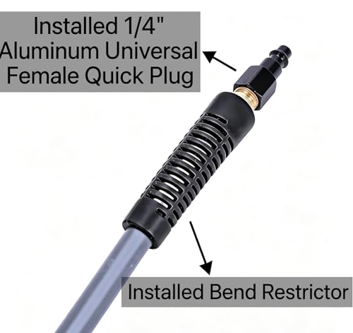 Hybrid Air Hose 1/4-Inch x 100FT,Air Compressor Hose 300 PSI Heavy Duty,Lightweight,Kink Resistant,All-Weather Flexibility With 1/4-Inch Swivel Solid Aluminum Quick Coupler and Plug,Gray - color: Gray, size: 1/4''100FT