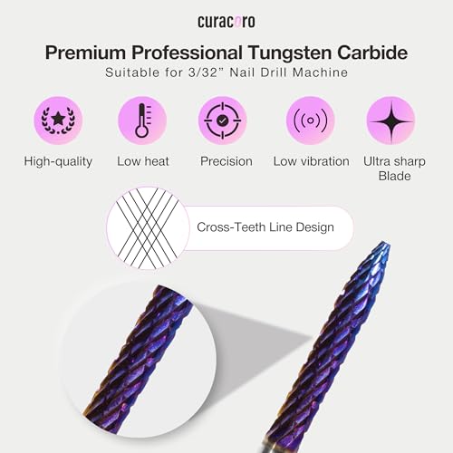 Curacoro Under Nail Cleaner 3/32'' Safety Carbide Bit (Coarse) - color: Galaxy - Under Nail Cleaner, size: Coarse