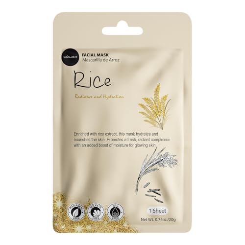 Celavi Korean Face Mask Sheet Set, Spa Masks, 12 Pack Rice - color: Brightening Mix, size: 1 Count (Pack of 12)