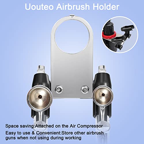 Uouteo Mini Airbrush Holder Stand Holds up to 2 Airbrush Guns - color: Silver