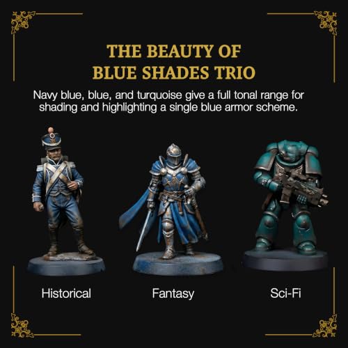 Ludus Bellum Miniature Paints Trio Set of Navy Blue, Blue & Turquoise- 18ml - color: Blue Shades Trio