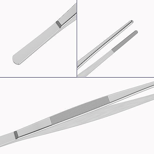 2 PCS 5.5" Stainless Steel Tweezers, Straight Blunt, 0.07" Thick - size: 5.5"L(0.07"T)