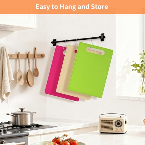 Luckyiren Plastic Cutting Board Set, 4-Piece Small Color-Coded Kitchen Mats - color: Macaron; 6-Pack