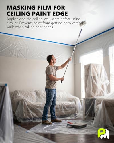 Pre-taped Automotive Masking Film for Painting - 22" x 66' (2 Rolls) - size: 22" x 66' X 2 Rolls