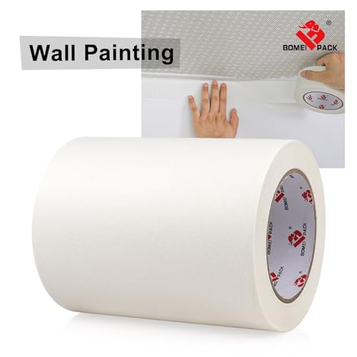 BOMEI PACK Wide Painters Tape 6 Inch, Crepe Paper General Purpose Wide White Masking Tape, 55 yds Length, Multi-Surface Adhesive Painting Tape, for Painting, DIY, Arts, Crafts, Labeling - size: 6 inches x 55 Yards