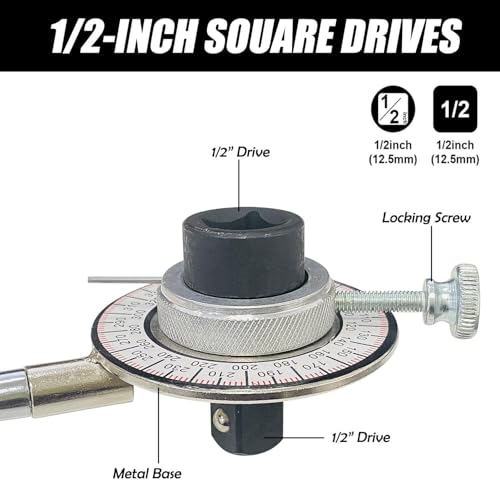 JOYFUL&HOPEFUL Torque Angle Gauge 1/2,Torque Angle Meter,360 Degree Torque Wrench,w/Flexible Clip Arm