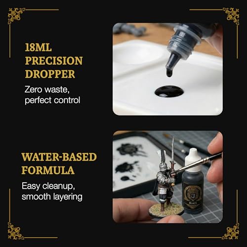 Ludus Bellum Miniature Paint Black Color 18ml Precision Dropper Bottle - color: Black