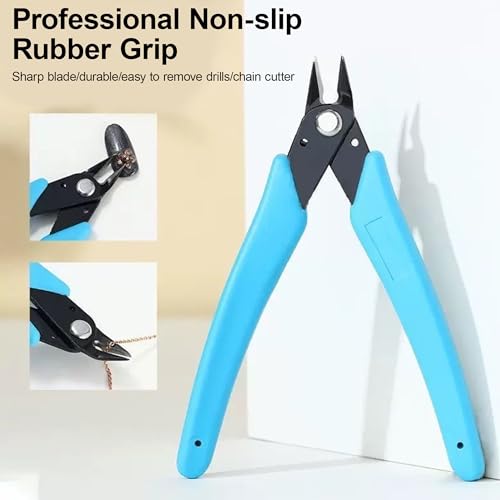 Micro Wire Cutters Precision Flush Cutter Pliers for Jewelry Making Electronics Craft 5 Inch Mini Side Cutting Nippers for Zip Ties Plastic Models and Hobby Projects 2PCS Light Blue