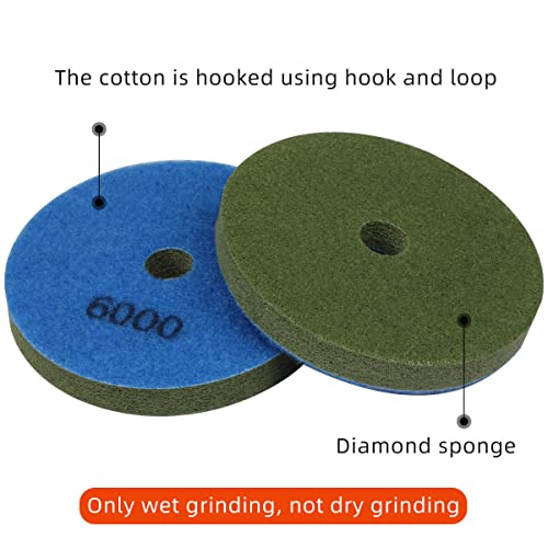 4" Diamond Sponge Fiber Polishing Pad 6000 Grit Wet Dry, 2 Pack - size: Grit-6000#-2Pcs