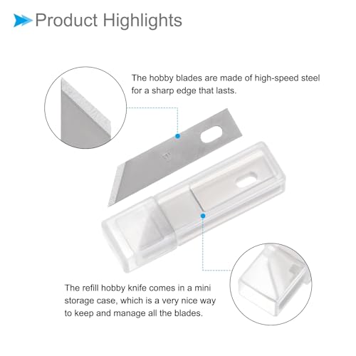 Craft Hobby Blades, #19 Manganese Steel Replacement Cutting Carving Blade Refill Hobby Knife Blades Set with Storage Case - (Applications: for Art Scrapbooking DIY), 40-Pieces