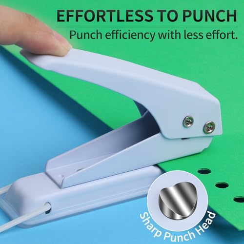 Hole Punch Heavy Duty, 1/4 in Single Hole Punch for Crafts, One Hole Paper Puncher & Perforadora de Papel, Easy and Smooth Punching for Classroom & Office Tasks, Crafts
