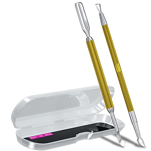 2PCS Mineral Gold Cuticle Pusher Tool and Scraper Nail Pusher - color: Mineral Gold