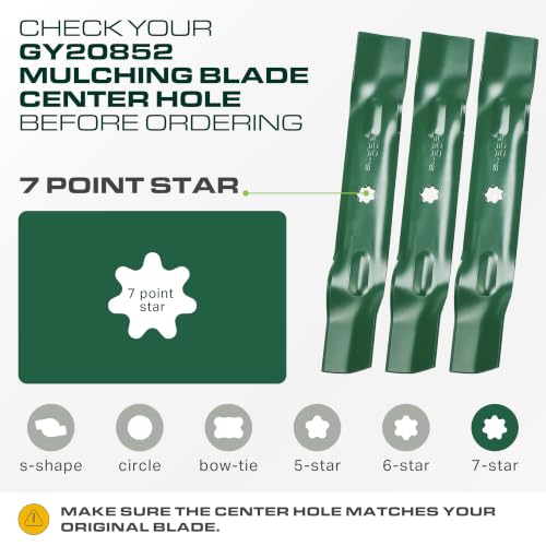 UDC Parts GY20852 Mower Blades Replacement for John Deere 48 Inch D140 E140 - size: 17" - 7 pt star