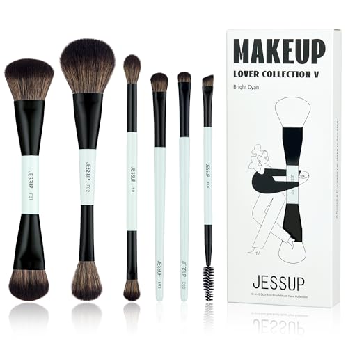 Jessup Makeup Brush Set 6pcs Double Sided Makeup Brushes for Face Eye T501 - style: T501-6pcs