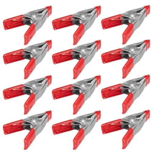 Wideskall® 2" inch Mini Metal Spring Clamps w/Red Rubber Tips Clips (Pack of 12) - style: Pack of 12