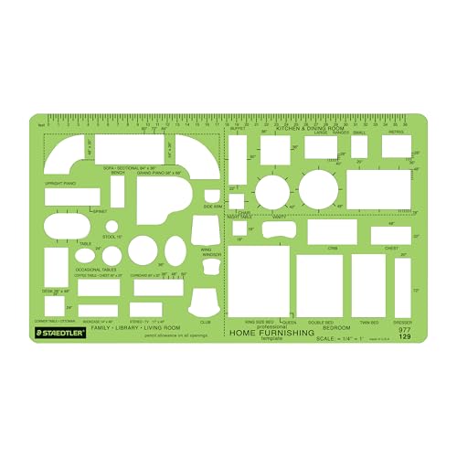 STAEDTLER Mars Home Furnishings Drafting Template, 39 Shapes, 10 x 5.75 - color: Home Furnishings
