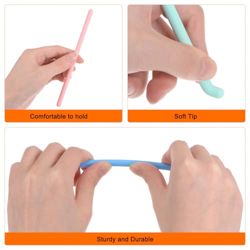 HARFINGTON 2Pcs Silicone Stir Sticks 5.5" Reusable Stirring Rods for Mixing Epoxy Resin Liquid Paint Arts DIY Crafts, Pink - color: Pink