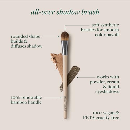 EcoTools All Over Eye Brush, Fluffy Eyeshadow Brush, Cruelty-Free, 1 Count