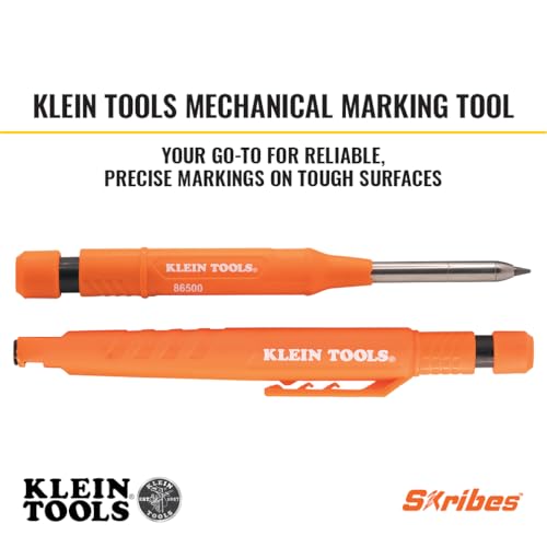 Klein Tools 86501 Skribes 2.8 mm Mechanical Carpenter Pencil with Built-In Sharpener, 4 Refills, and Deep Hole Marking for Woodworking and Construction - style: Carpenter Pencil
