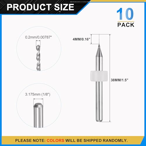 PATIKIL 10 Pack 0.2mm Micro Drill Bits Carbide Tungsten Steel - size: 0.2mm