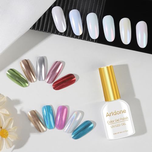Artdone 16 Jars Chrome Nail Powder Nail Art Fimo 1g/Jar White Pearl - color: White Pearl