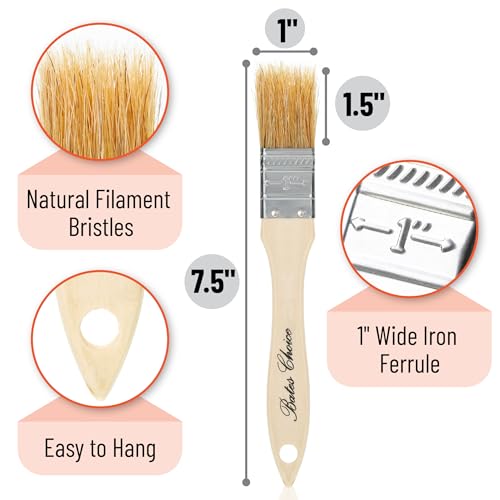 Bates- Chip Paint Brushes for Painting, 1 Inch, 24 Pack, Wood Handle, Natural Bristle Paint Brush - size: 1 Inch, 24 Pack
