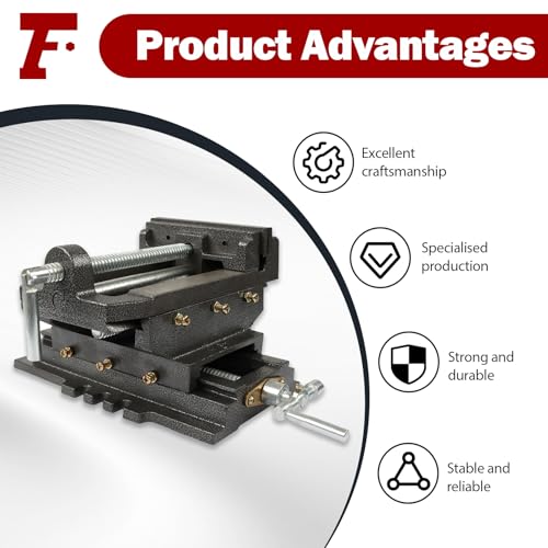 findmall 6 Inch Cross Slide Drill Press Vise Heavy Duty Benchtop - color: Black, size: 6 inch