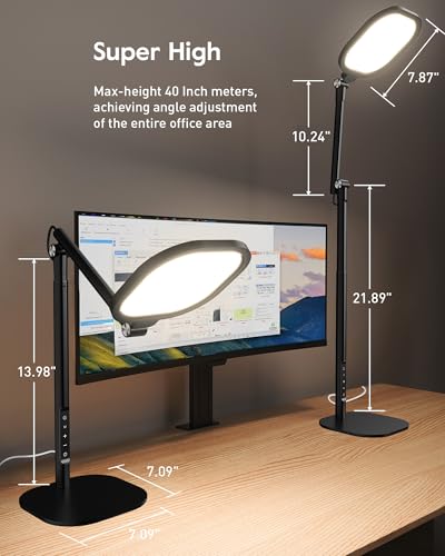 LitONES Tall LED Desk Lamps Home Office, Edge-Lit Eye-Care, 50 Light Modes - size: Black 1Pack