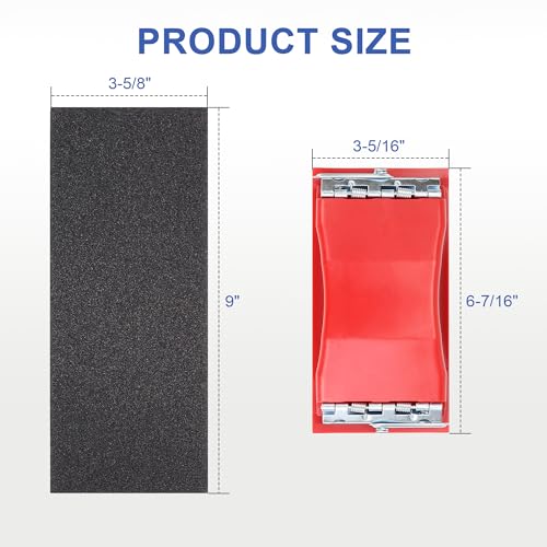 SCOTTCHEN Hand Sanding Block Set with 2 Sanding Blocks (Red & Yellow) for Coarse/Fine Grinding, 56pcs 120-3000 Grit Wet/Dry Sandpaper for Furniture, Metal & Auto - style: Clamp-style 2 pack