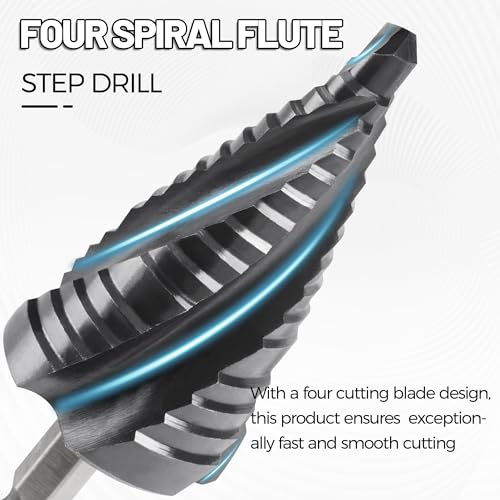 M35 4 Spiral Flutes Large Step Drill Bit for Metal 1-1/8" Unibit - size: M35 Spiral 1-1/8"