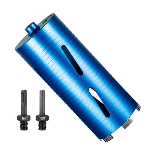 SALI Diamond Core Drill Bits 4 1/2" Diameter 10"/254mm Drilling Depth 5/8-11" Thread Core Bit Turbo Laser-Welded Segments for Cured Concrete with, Brick, Block, Masonry, with Two Adapters - size: 4 1/2 inch