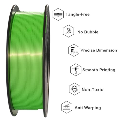 Geeetech Silk PLA Filament 1.75mm, Shiny Apple Green PLA for Bambu AMS - color: 1kg Silk Apple Green