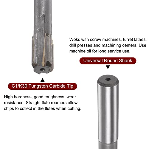 HARFINGTON Chucking Reamer 15.4mm H7 C1/K30 Carbide Tip Precision Straight Flutes Round Shank Lathe Machine Milling Cutter - size: 15.4mm