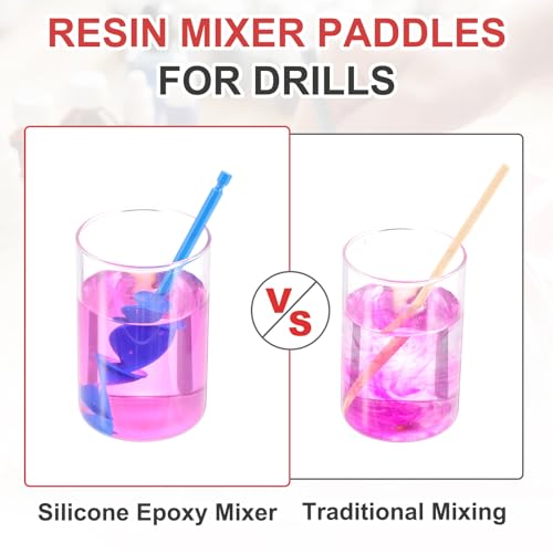 MECCANIXITY 4Pcs Drill Paint Mixer Epoxy Resin Mixer Helix Reusable Stirrer - color: Black/White