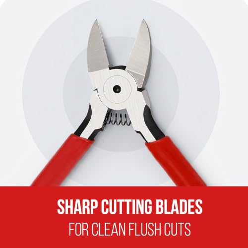 WORKPRO 2 Pack Wire Cutters, 6 Inch Precision Flush Cutters, Side Cutters - color: Red
