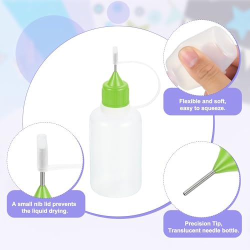 MECCANIXITY 5Pcs Needle Tip Squeeze Bottle, 30ml/1oz Glue Tip Applicator Bottles Plastic Liquid Glue Bottle for Paper Crafts, Painting, Oil, Ink(Green, with 5 Funnel) - color: Green, size: 30ml/1 oz
