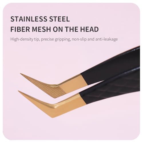 Lash Tweezers for Eyelash Extensions,Precision Fiber Tip for Volume Eyelash Extensions,Lash Extension Tweezers for Easy Application and Removal-A02 - size: 1PC-02