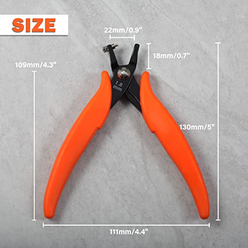 Metal Hole Punch Pliers 5.5" Small Round Hole Punch Pliers Two Replacement Pins for Jewelry Making to Create 1.8mm Clean Holes Jewelry Tool with PVC Handles for Handcraft Work DIY Hand Tool - style: Short Jaw 1.8mm