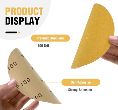 100 PCS 6 Inch PSA Sanding Discs 100 Grit Adhesive Backed Sandpaper Roll for DA Sander Self Stick Round Automotive Sand Paper with Sticky Back - style: 100 PCS 100Grit