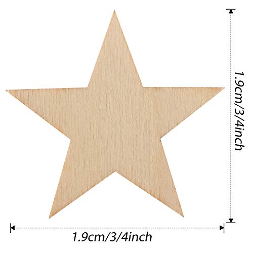 Gejoy 500 Pcs Unfinished Wooden Stars Pieces Wooden Cutouts, 3/4 Inch - size: 3/4inch