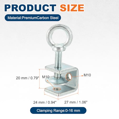 HARFINGTON Carbon Steel C Clamps, 20mm Square Galvanized Mini Tiger Clamp - size: 20mm