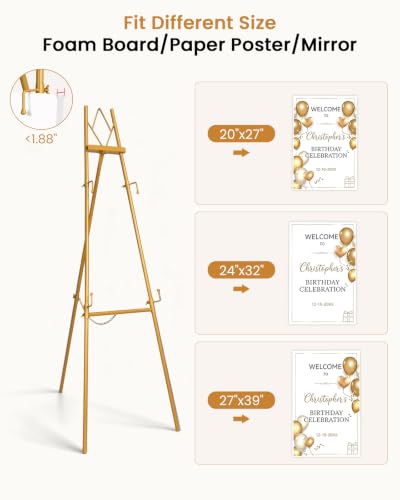 53.9" Gold Easel Stand for Sign, Display Easel for Wedding Sign, Painting - color: Gold DM