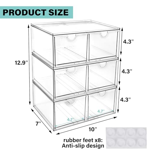 Prsildan 6 Small Drawers Stackable Storage Drawer Clear Acrylic Organizer - size: Stackable-6Drawers