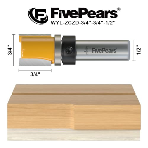 FivePears Pattern Flush Trim Router Bit 1/2 Inch Shank, 3/4 Inch Cutting Diameter, 3/4 Inch Cutting Length, Top Bearing Flush Straight Cut Trim Router Bit for Woodworking - size: 3/4" Dia - 3/4" CL - 1/2" Shank, style: Shank Size: 1/2"
