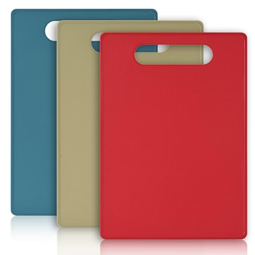 Luckyiren Large Plastic Cutting Board Set, 3 Pack 14 x 10 Inch Cutting Mats